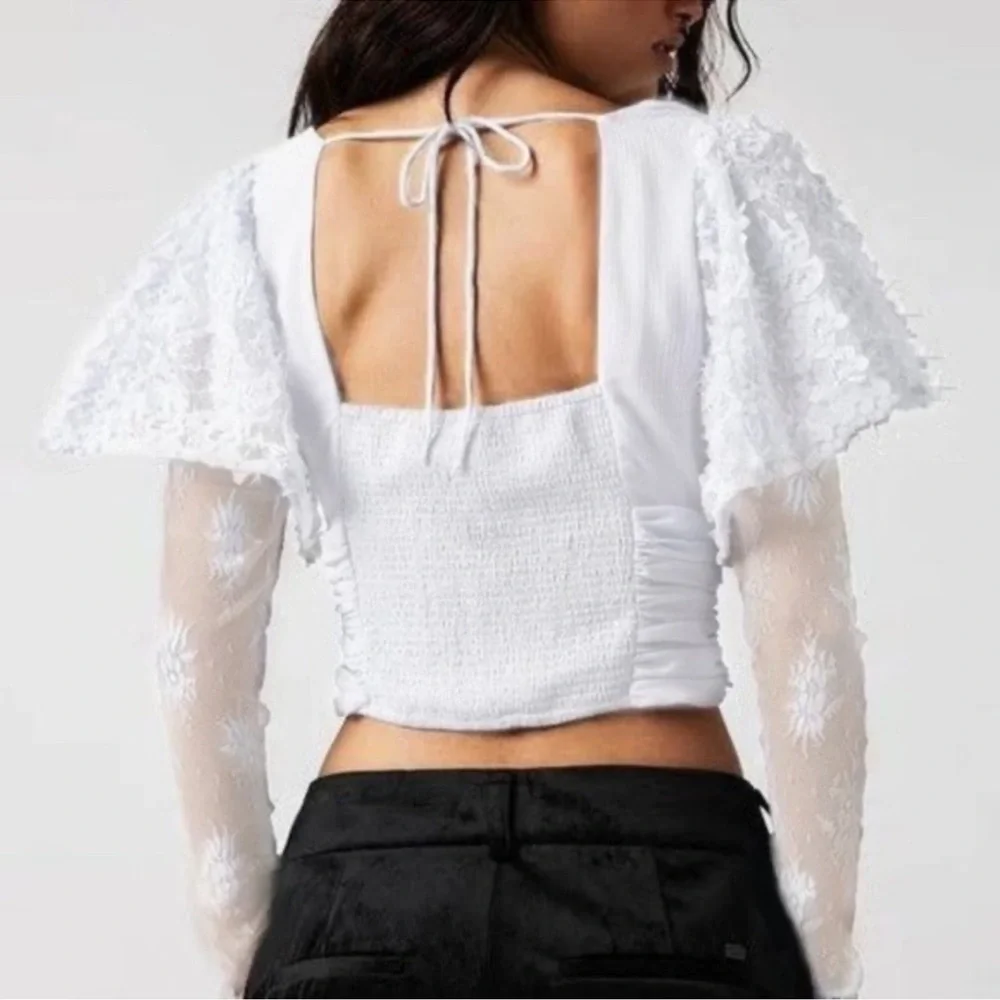 Free People White Dream Of You Top, Size XS